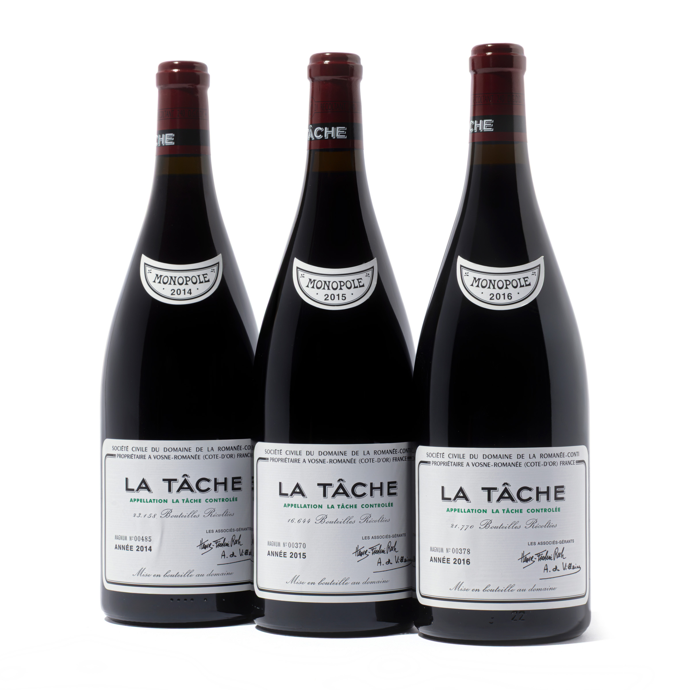 Domaine de la Romanee-Conti, La Tache Vertical 2014-2016. Cote de Nuits, Grand Cru. Offered in Direct from Burgundy's Greatest Domaines pour l'Abbaye de Citeaux | Acte II, 4-19 September 2026 at Christie's Online