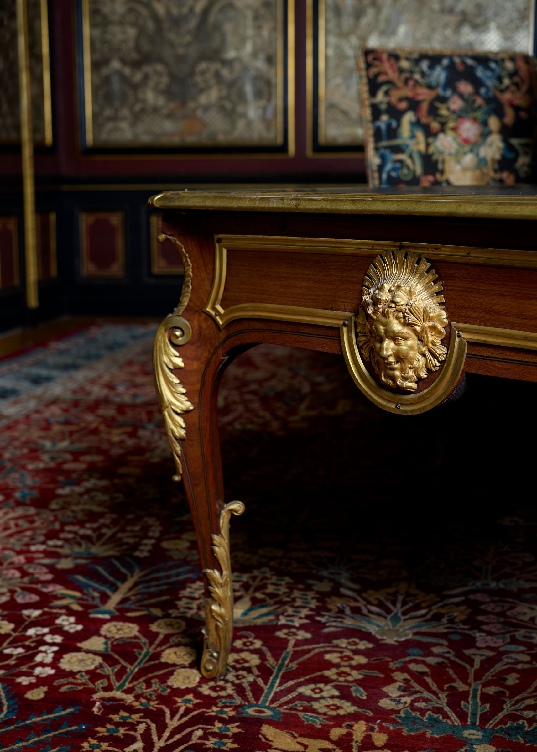 A detail of a Louis XIV ormolu-mounted desk and its cartonnier, attributed to Andre-Charles Boulle, circa 1715, offered in the Graziella Patino de Ortiz Linares Collection - Evening Sale on 23 September 2026 at Christie's in Paris