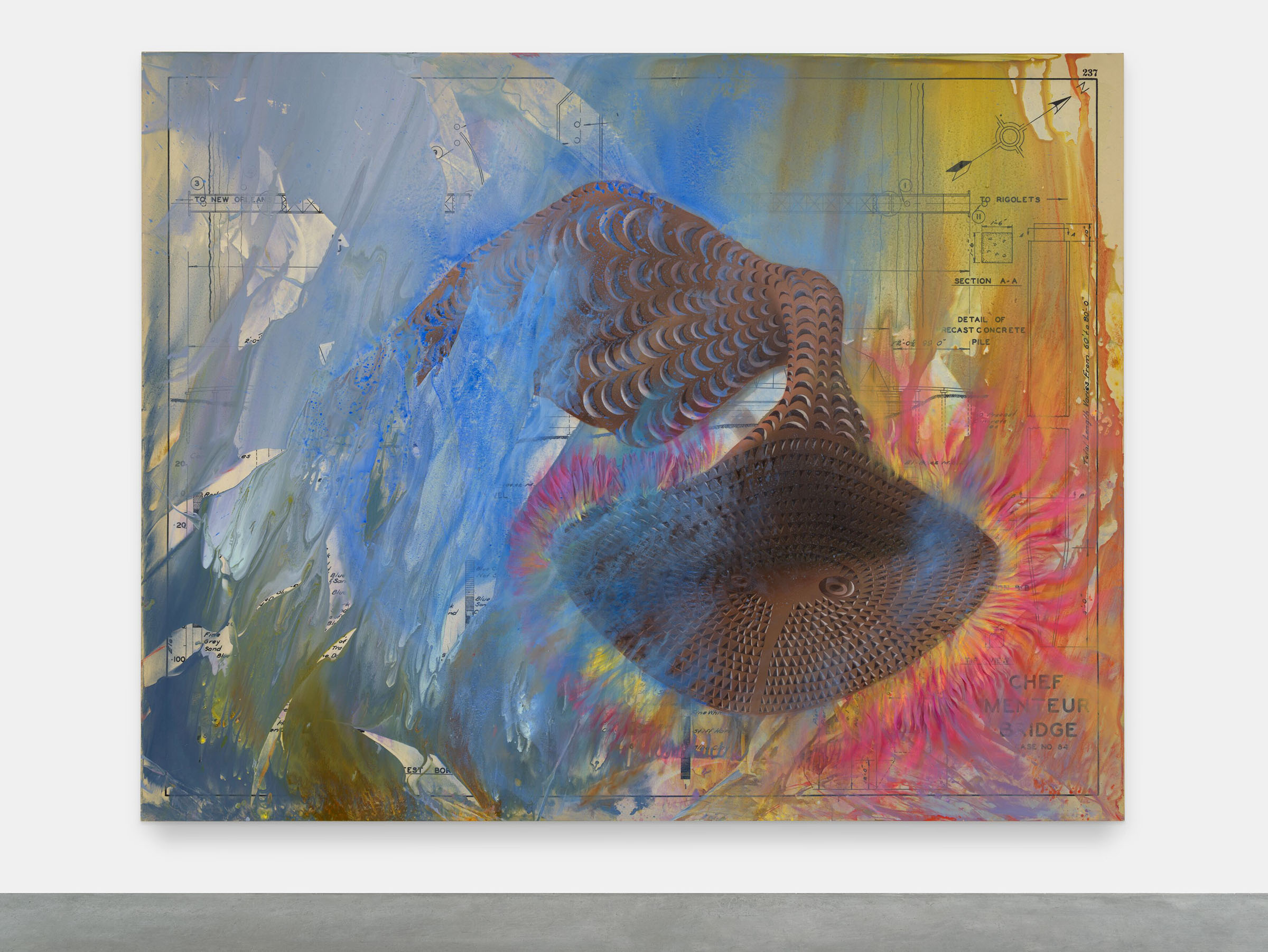 Firelei Baez, Spiralism (or an understanding, sun minded), 2025. On show in Directionless is at Hauser and Wirth Menorca until 25 October 2026