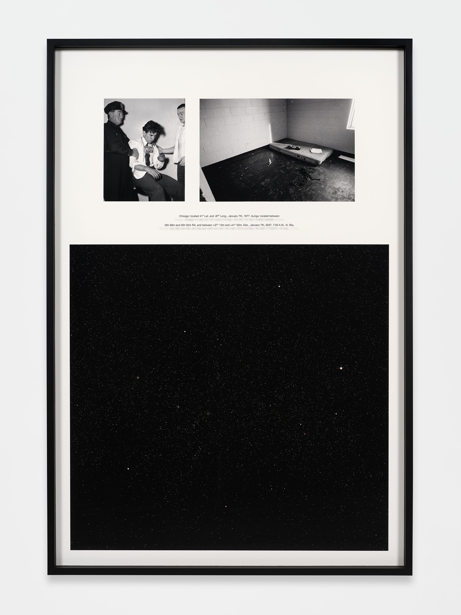 Charles Gaines, Night/Crimes 2: Auriga, 2026. On show in Directionless is at Hauser and Wirth Menorca until 25 October 2026