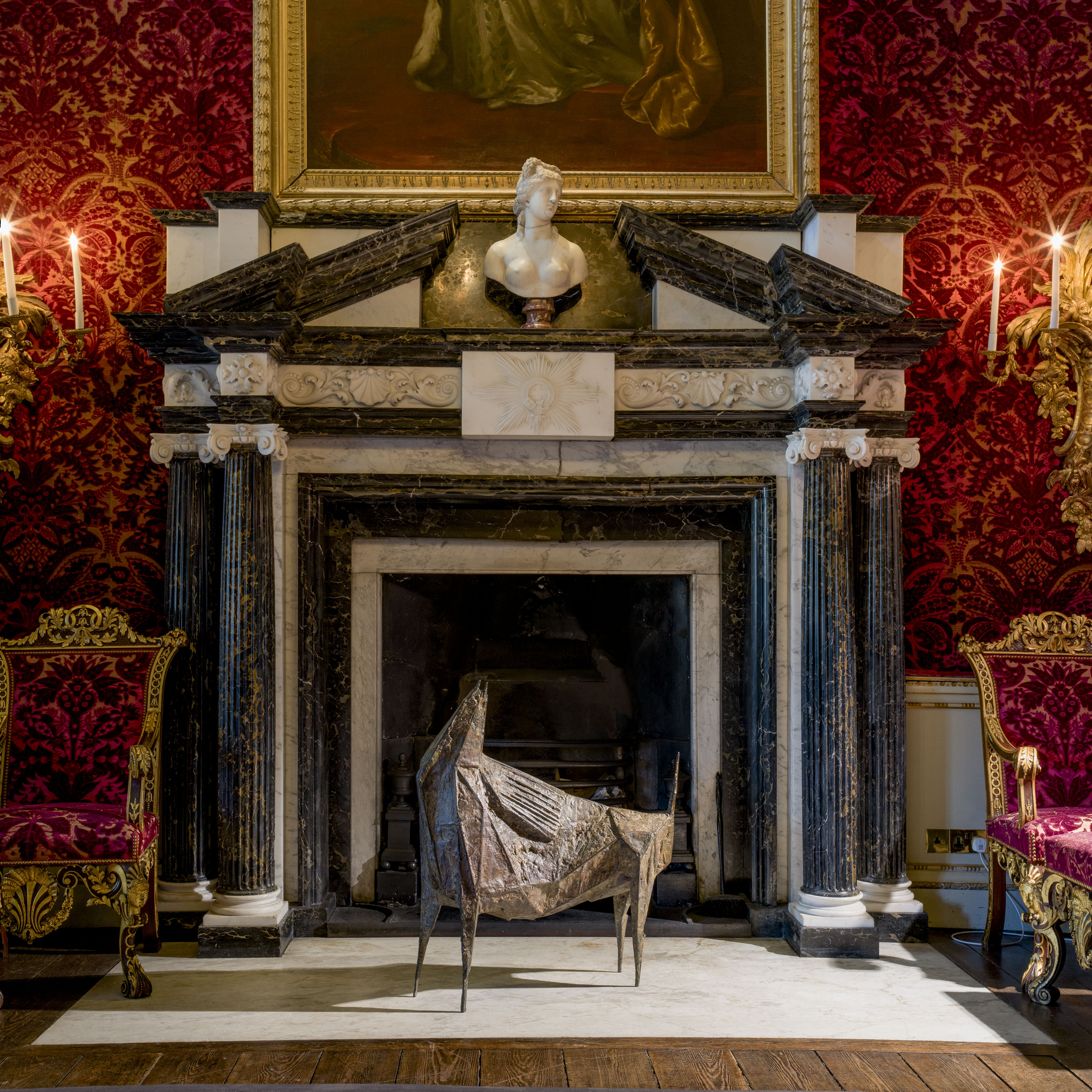 Chadwick's Beast IX, 1956, in the Saloon. This opulent room was once adorned with an array of paintings later sold to Catherine the Great of Russia