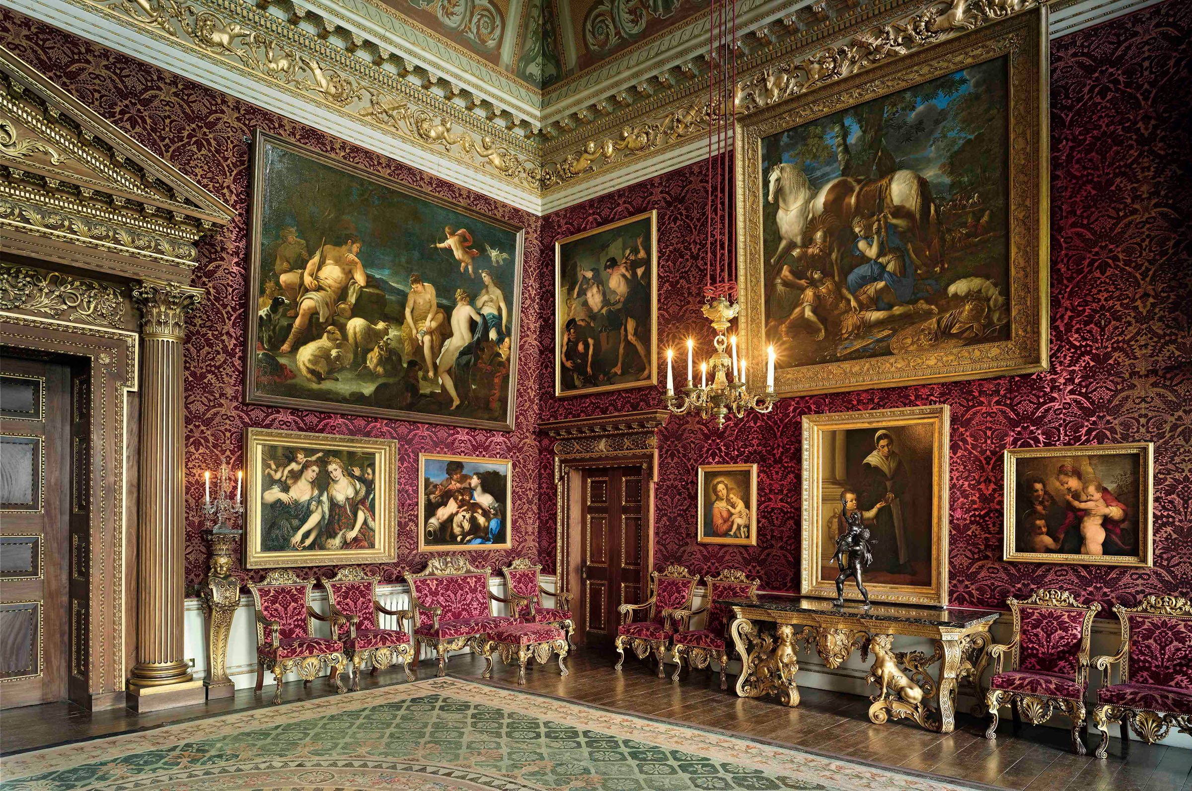 Paintings displayed in the Saloon for the 2013 exhibition Houghton Revisited, in which some 70 works formerly in Sir Robert Walpole's collection were brought back to the house from the Hermitage in St Petersburg
