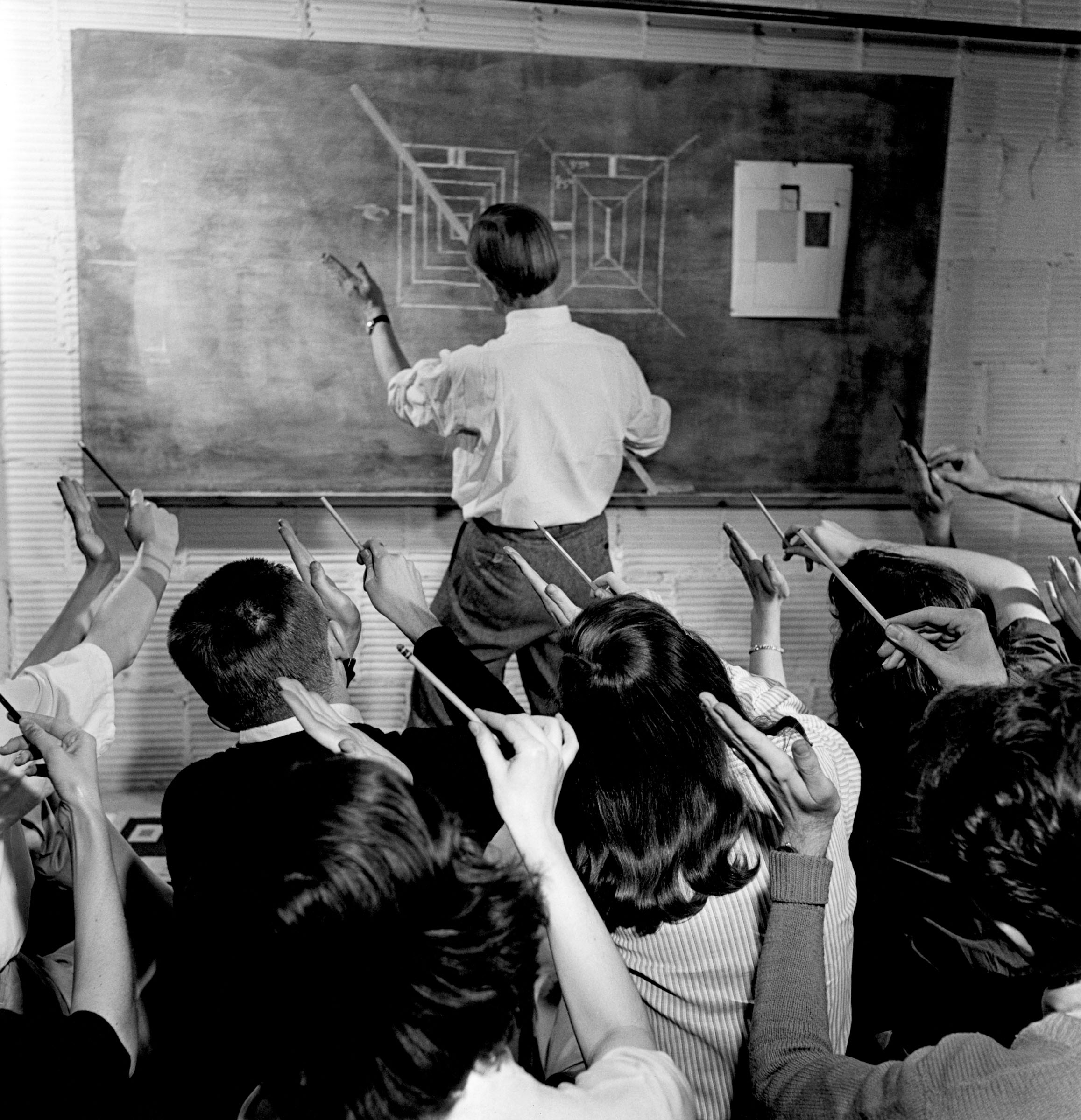 Josef Albers with his class at Black Mountain College, North Carolina