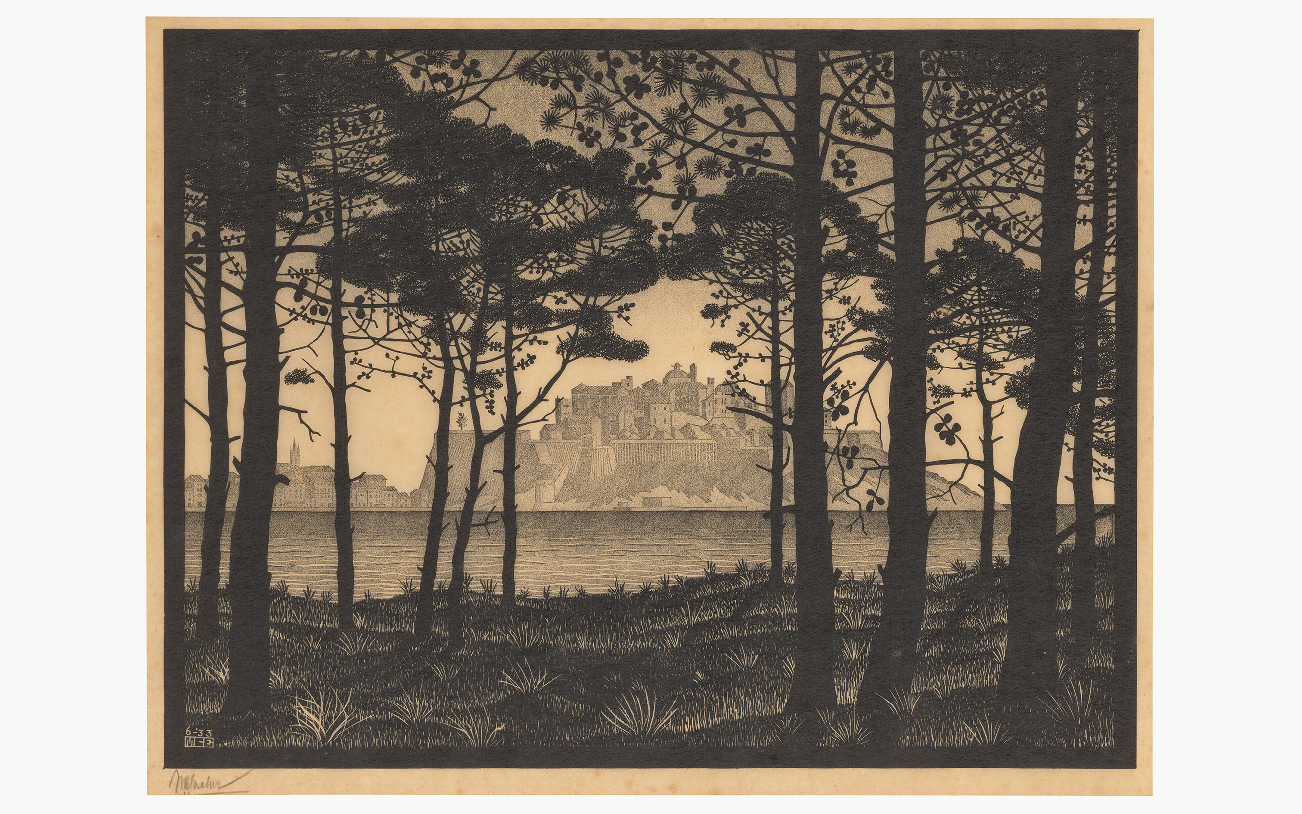 Maurits Cornelis Escher, Pineta of Calvi, Corsica, 1933, offered in Prints and Multiples, until 24 September 2026 at Christie's Online
