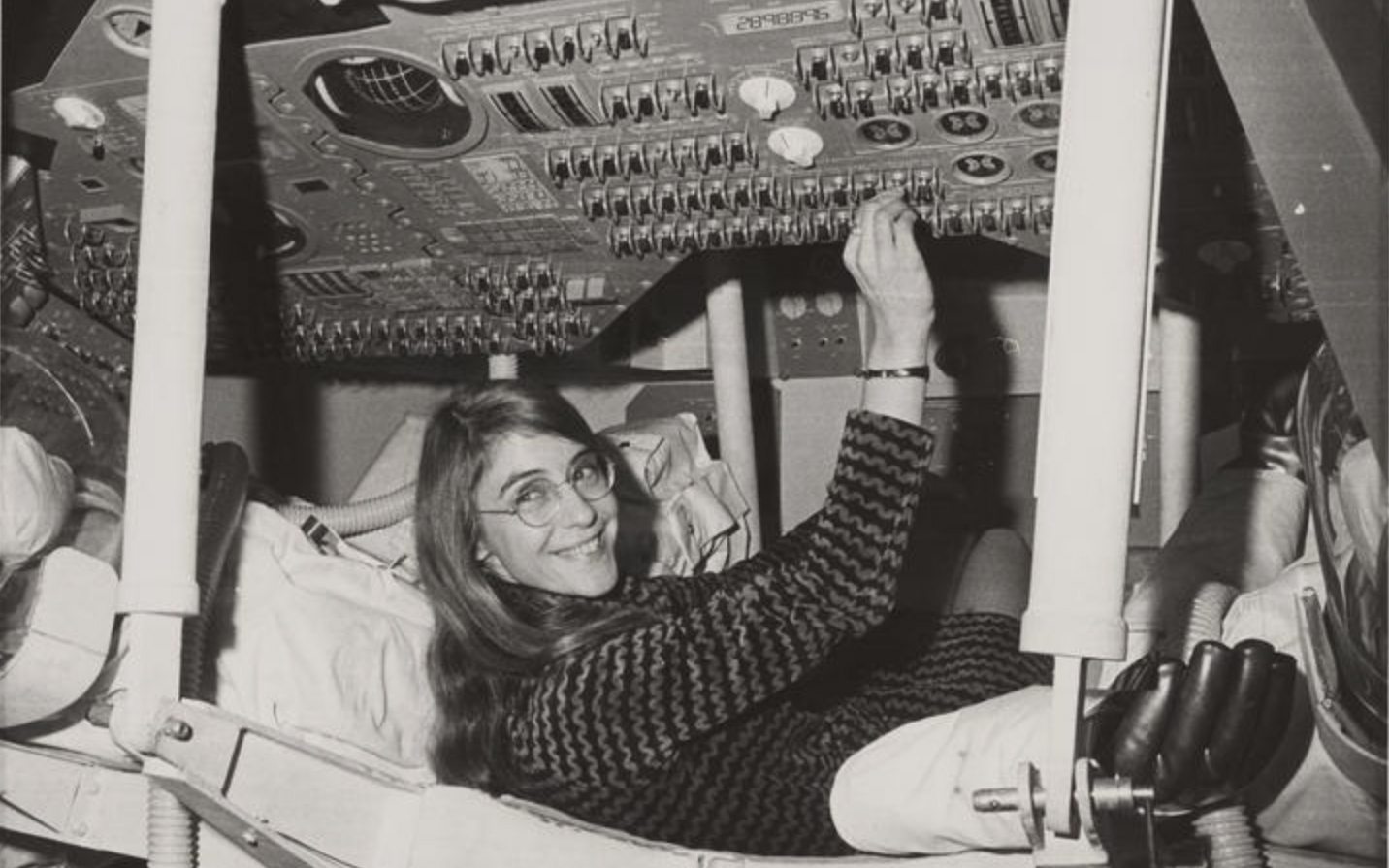 Margaret Hamilton in the Apollo Command Module Simulator