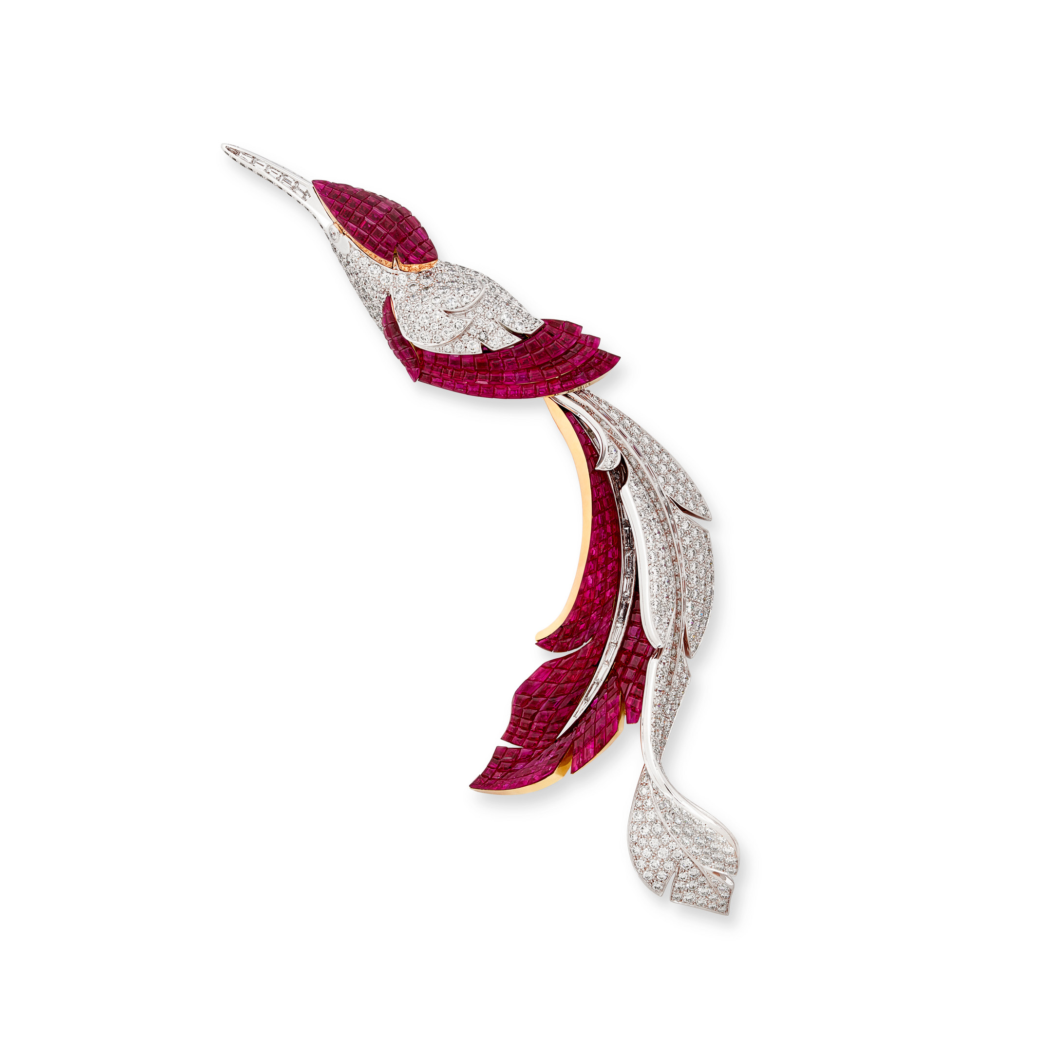 A Van Cleef and Arpels ruby and diamond 'Oiseau Mysterieux' mystery-set brooch, offered in Exceptional Jewels and Objects of Elegance: A Connoisseur's Collection - part I on 10 November 2026 at Christie's in Geneva