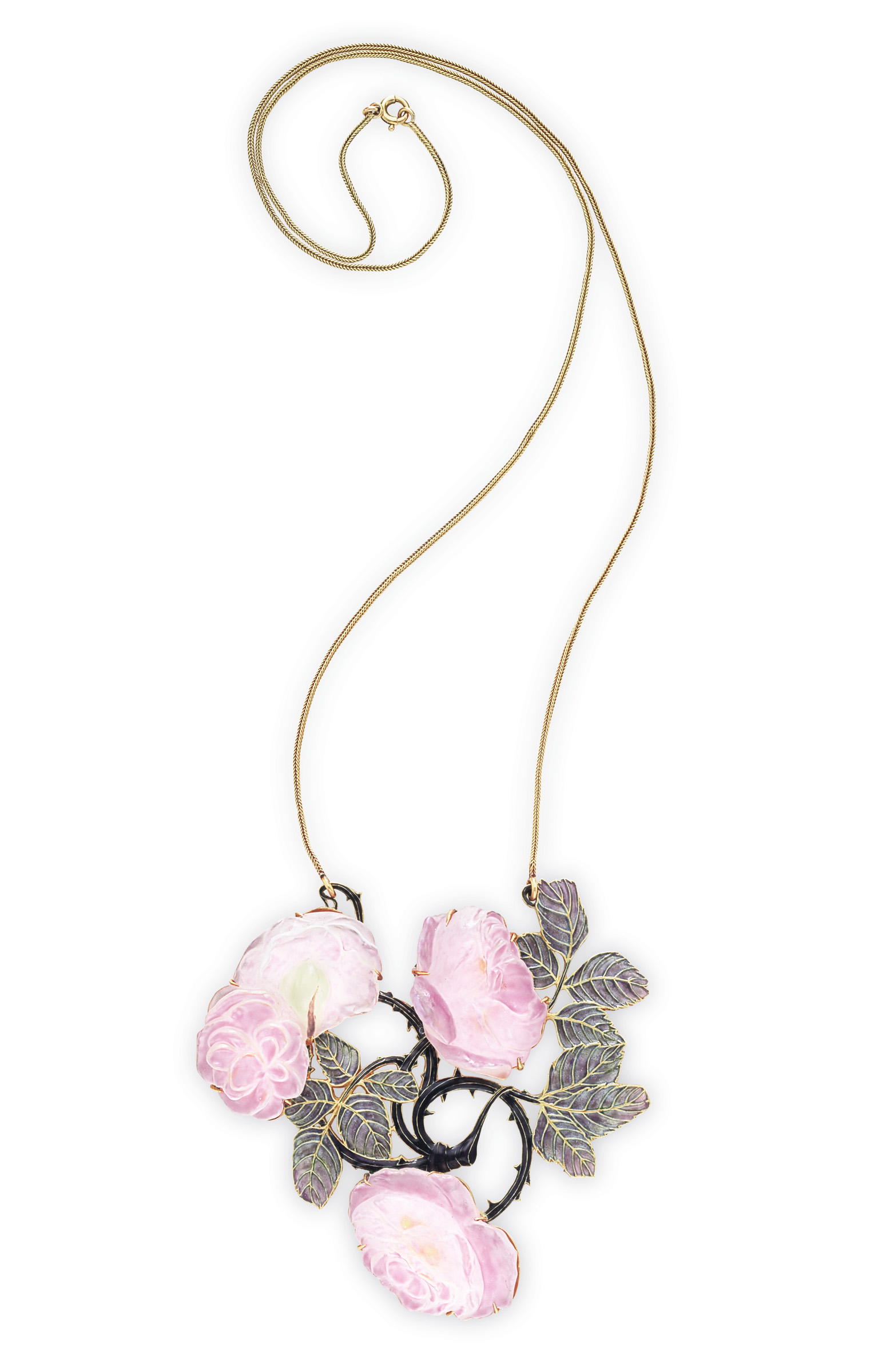 A superb Art Nouveau enamel and glass pendant by Rene Lalique, circa 1900, offered in Magnificent Jewels Including the Bulgari Pink on 10 November 2026 at Christie's in Geneva