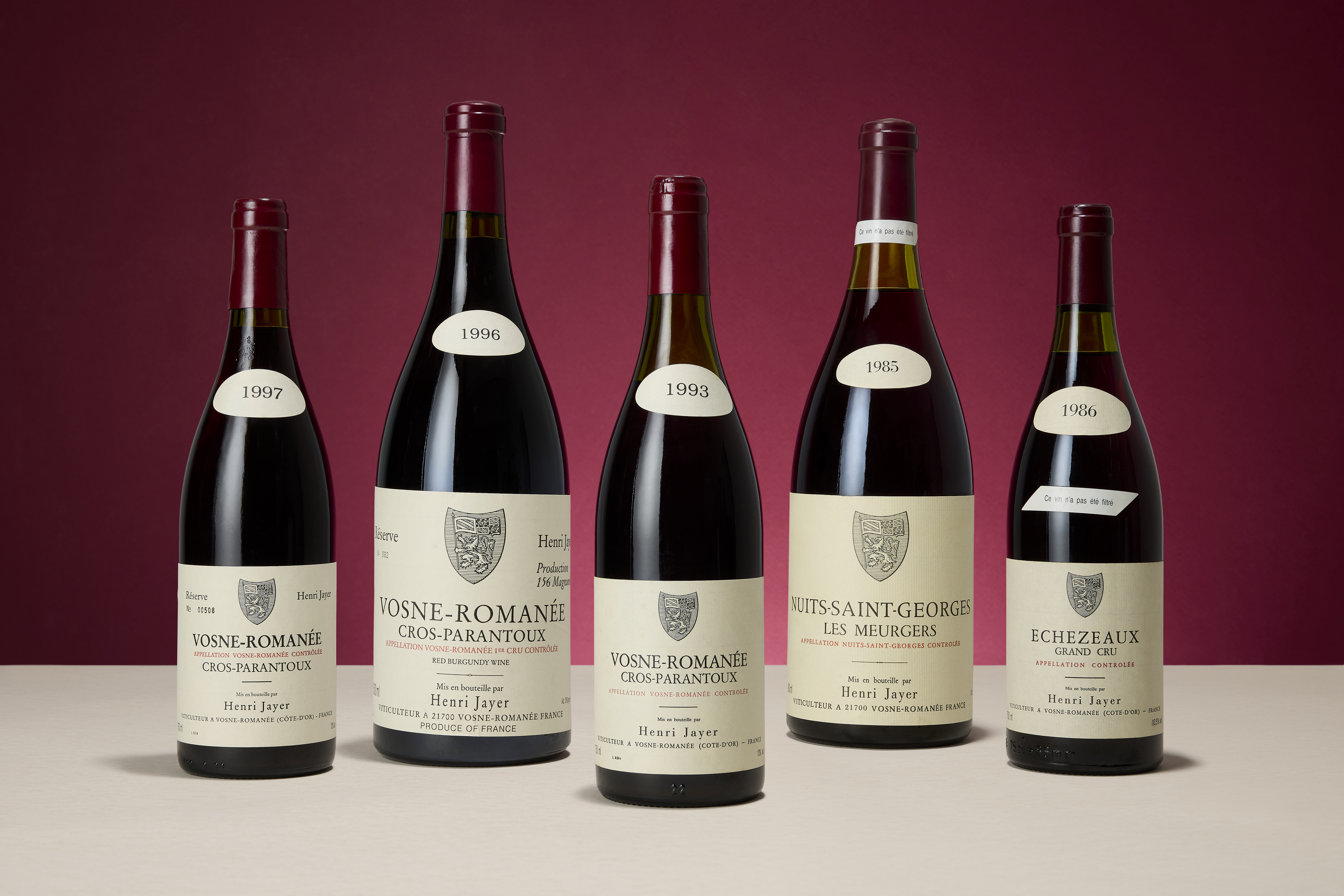 magnum. Estimate: Hk$100,000-150,000 ; Henri Jayer, Vosne-Romanée Cros Parantoux 1993, 2 bottles. Estimate: HK$160,000-220,000. Offered in The Cellar of the Hon. Henry Tang on 10 October 2026 at Christie’s in Hong Kong