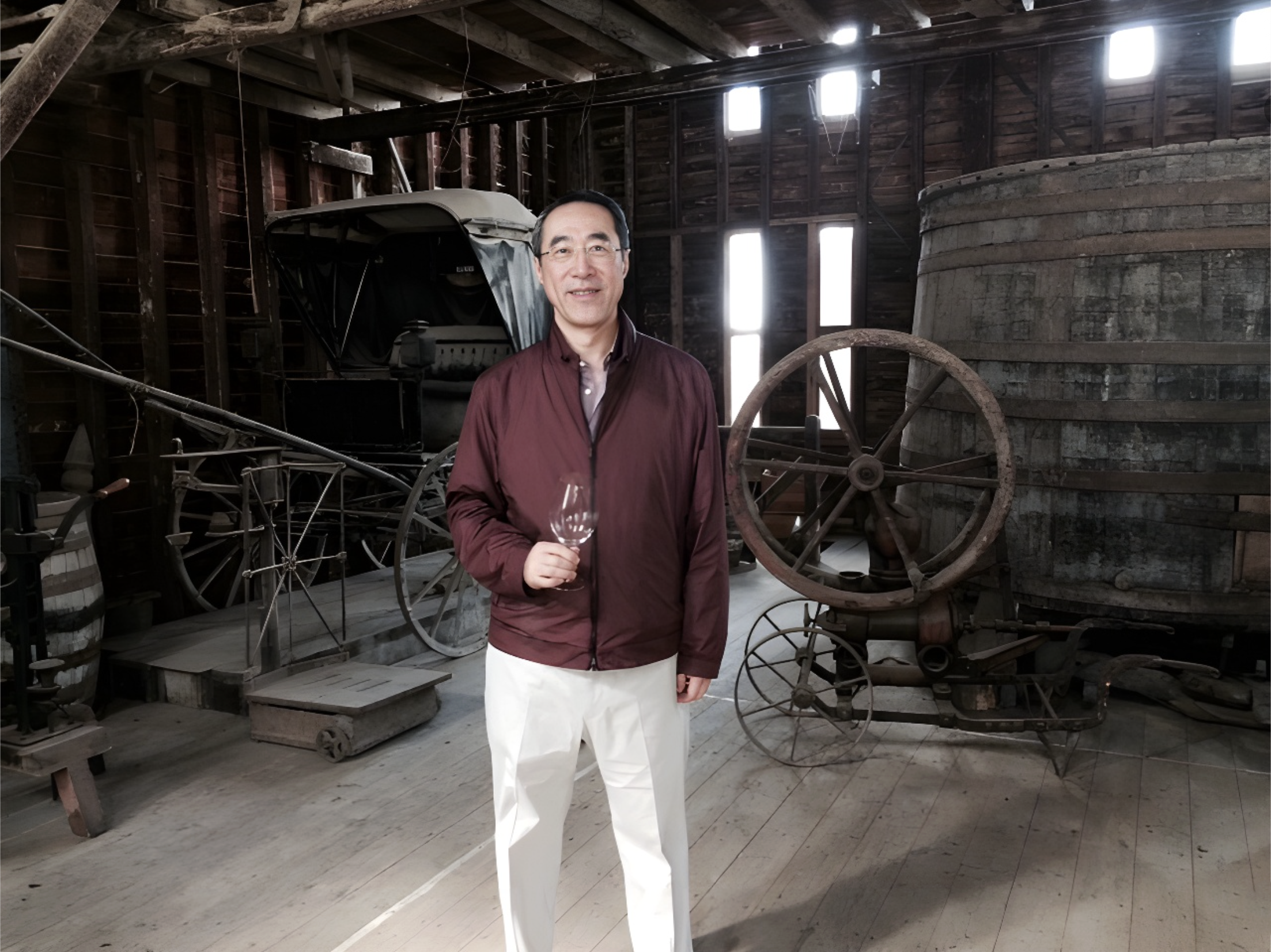 Henry Tang at a wine estate during one of his trips 