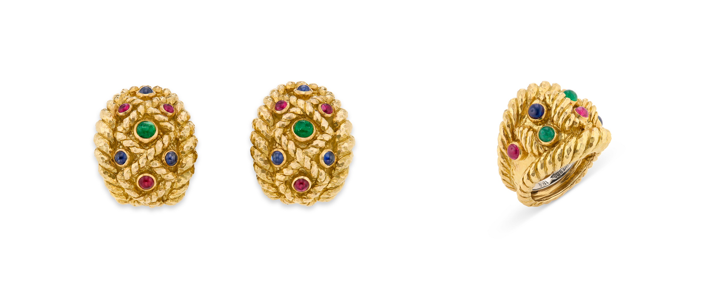 Mixed gem and gold earrings and ring set