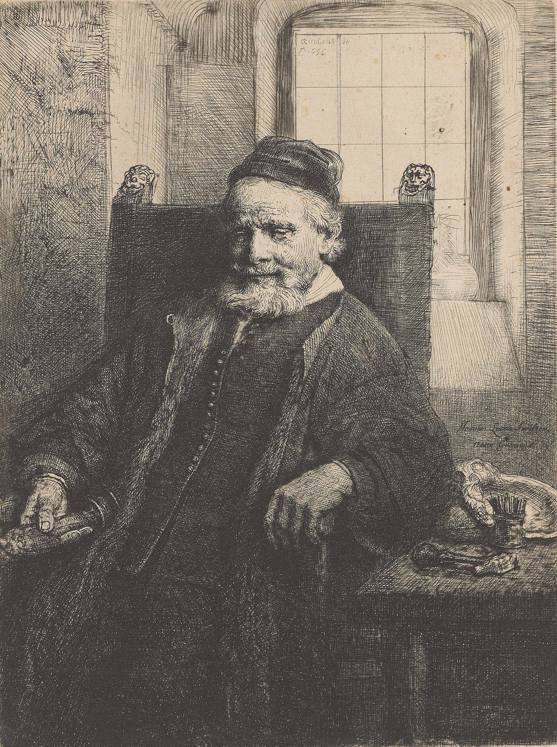 Rembrandt Harmensz. van Rijn (1606-1669), Jan Lutma, Goldsmith, 1656. Etching with engraving and drypoint. Plate: 198 x 149 mm; sheet: 205 x 156 mm. Estimate: $25,000-35,000. Offered in Old Master and 19th Century Prints on 24 January 2023 at Christie’s in New York