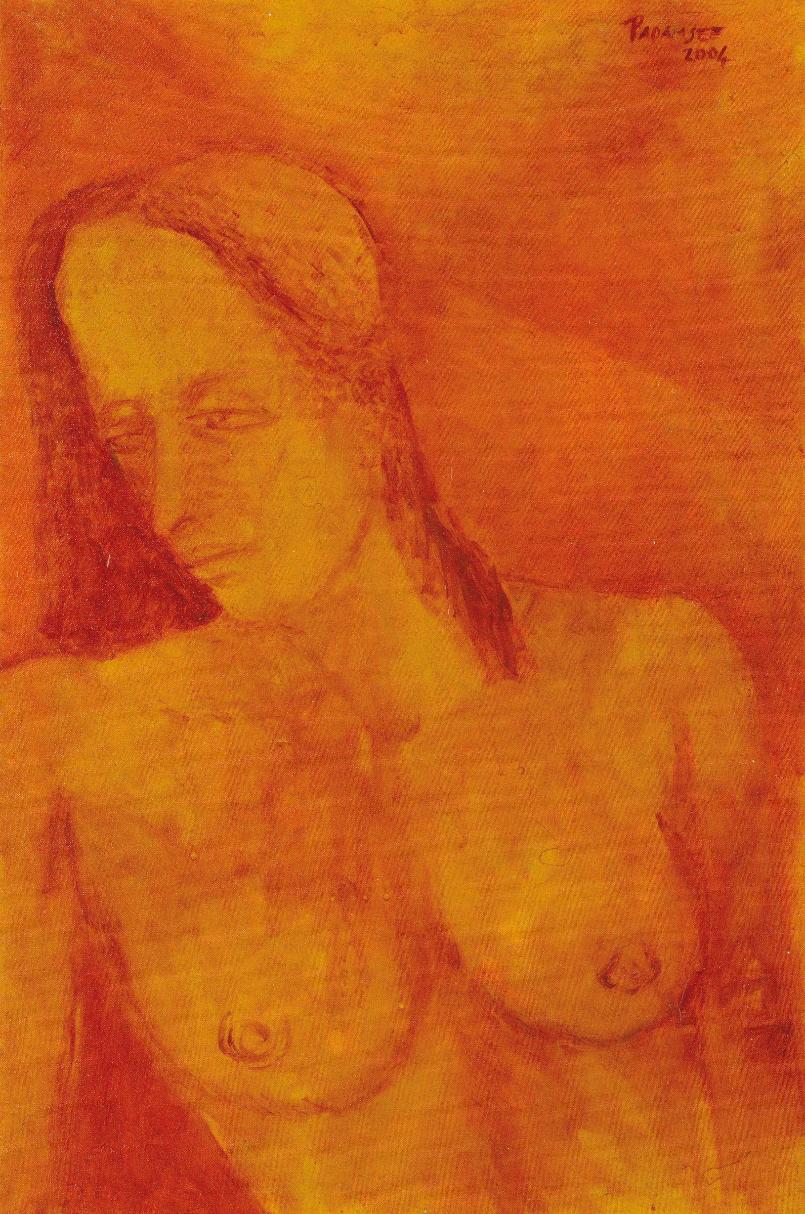 Akbar Padamsee (1928-2020), Untitled (Nude), 2004. Oil on canvas. 36 x 24 in (91.4 x 61 cm). Estimate: $40,000-60,000. Offered in South Asian Modern + Contemporary Art on 22 September 2021 at Christie&rsquo;s in New York 