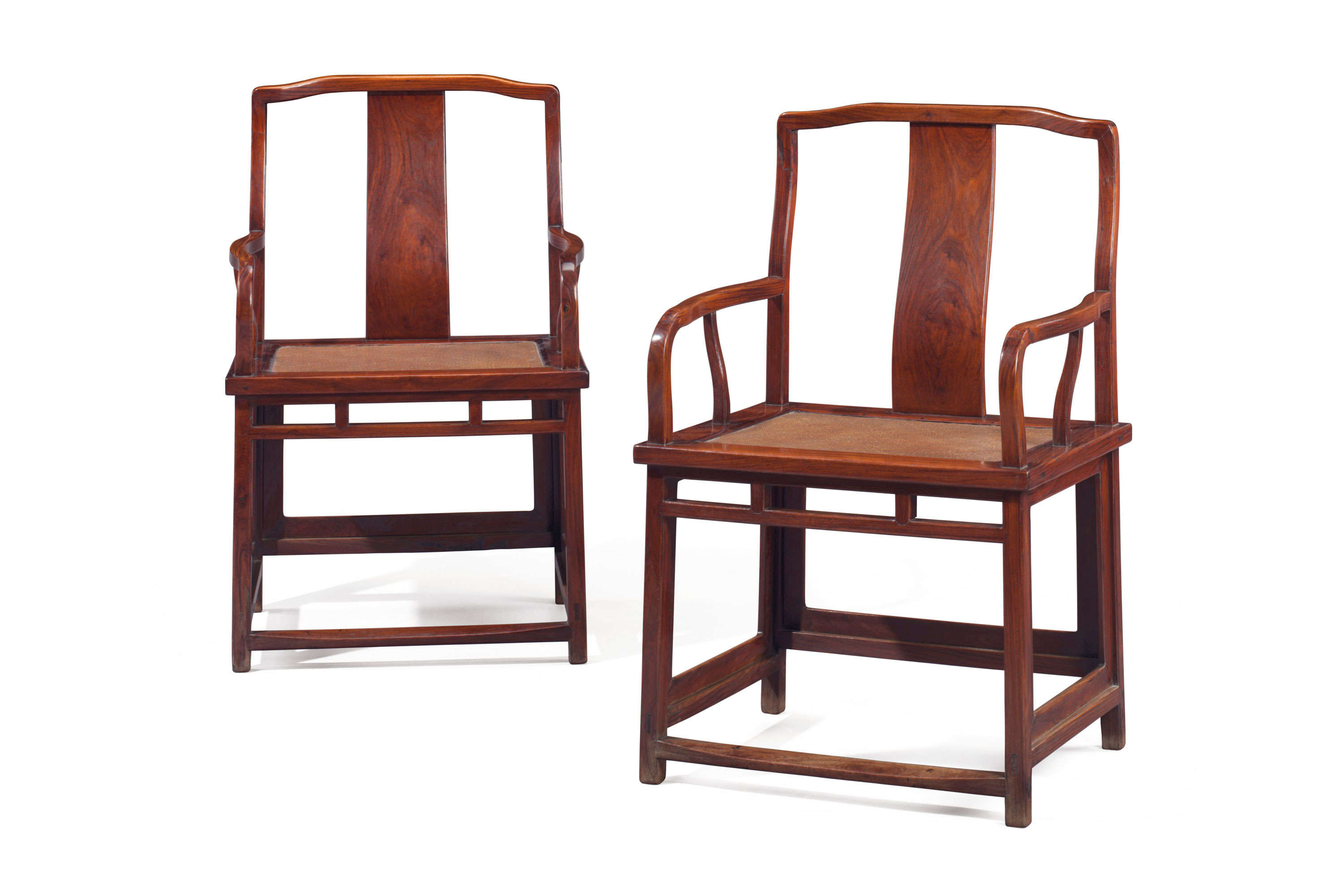 The ‘Ecke Chairs’. A very rare pair of huanghuali armchairs, nanguanmaoyi. Late Ming, 17th century. 39 in (99 cm) high, 24⅞ in (63 cm) wide, 20½ in (54.6 cm) deep. Estimate: $600,000–800,000. To be offered in The Marie Theresa L. Virata Collection of Asian Art: A Family Legacy on 16 March at Christie’s New York