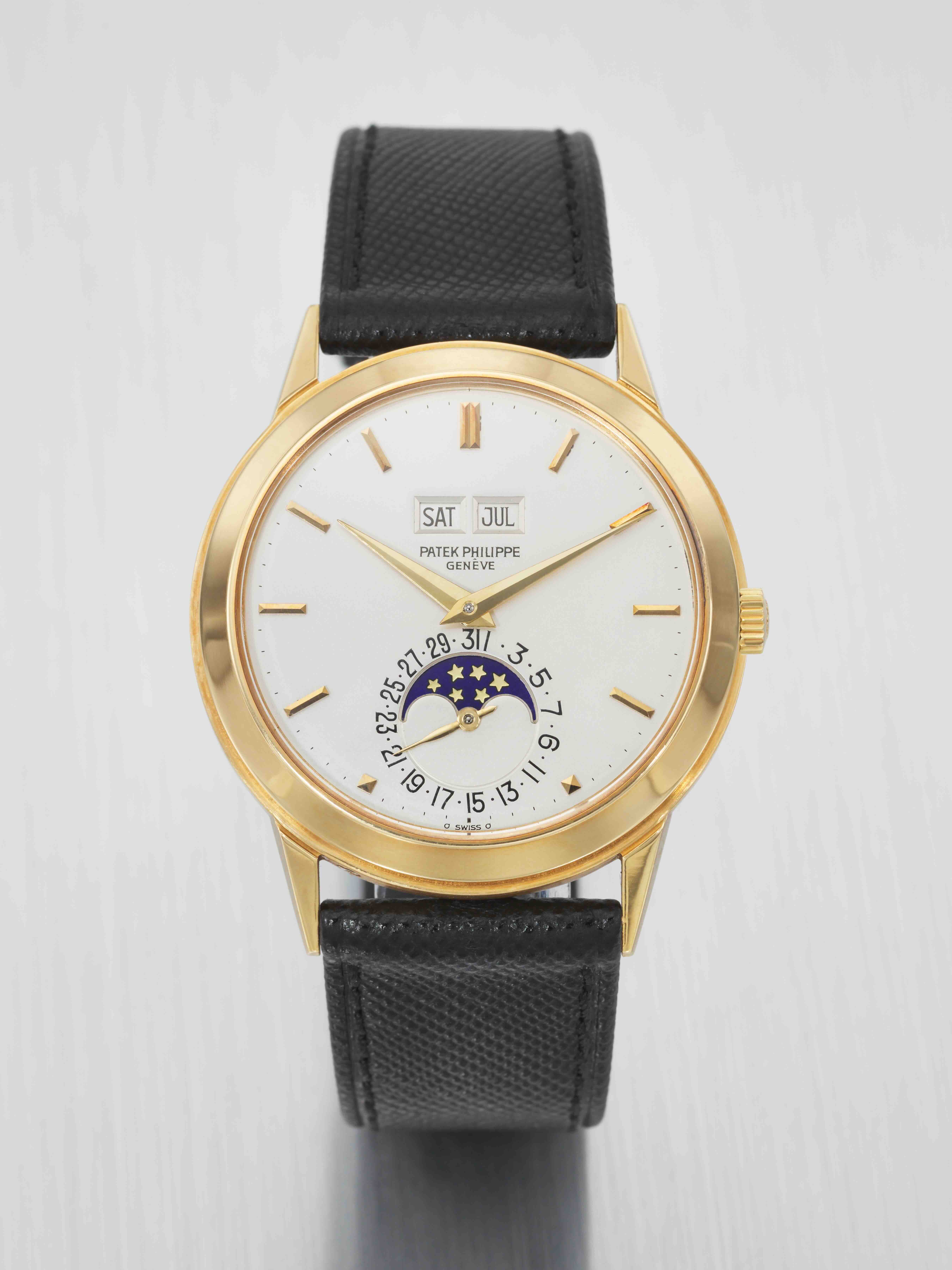 Patek Philippe, automatic perpetual calendar wristwatch with moon phases, ref. 3448, 1977, offered in Important Watches on 5 December 2023 at Christie's in New York