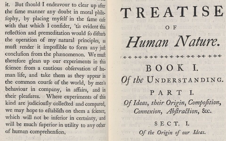 A page from "Treatise of Human Nature" discussing understanding and the origin of ideas.