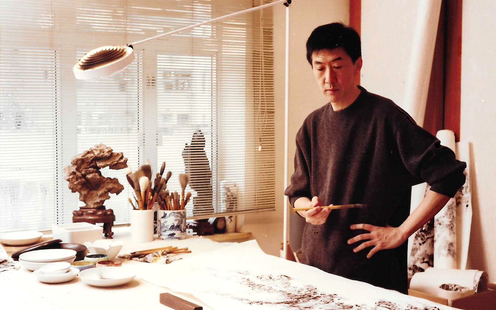 Harold Wong in his studio in Hong Kong, 1990s