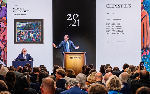 An art auction takes place at Christie