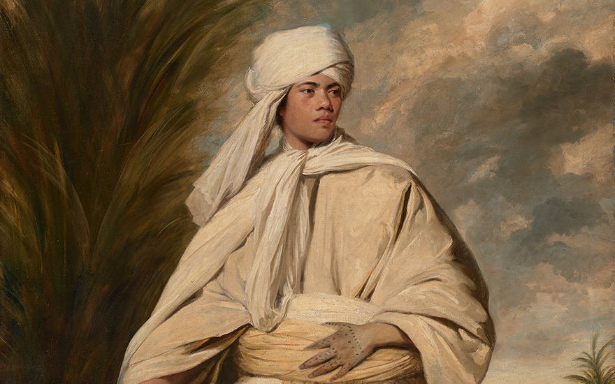 Sir Joshua Reynolds (1723-1792), Portrait of Mai (Omai), circa 1776 (detail). Oil on canvas. 93 x 57.3 in (236 x 145.5 cm). Image courtesy of National Portrait Gallery, London, and Getty