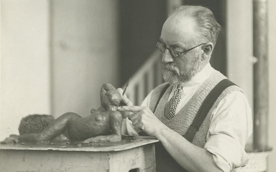 Henri Matisse working on Reclining Nude II, 1927. Photograph by Marc Lenoir. Photo: Archives Henri Matisse, all rights reserved. Artwork: © Succession H. Matisse / DACS 2023