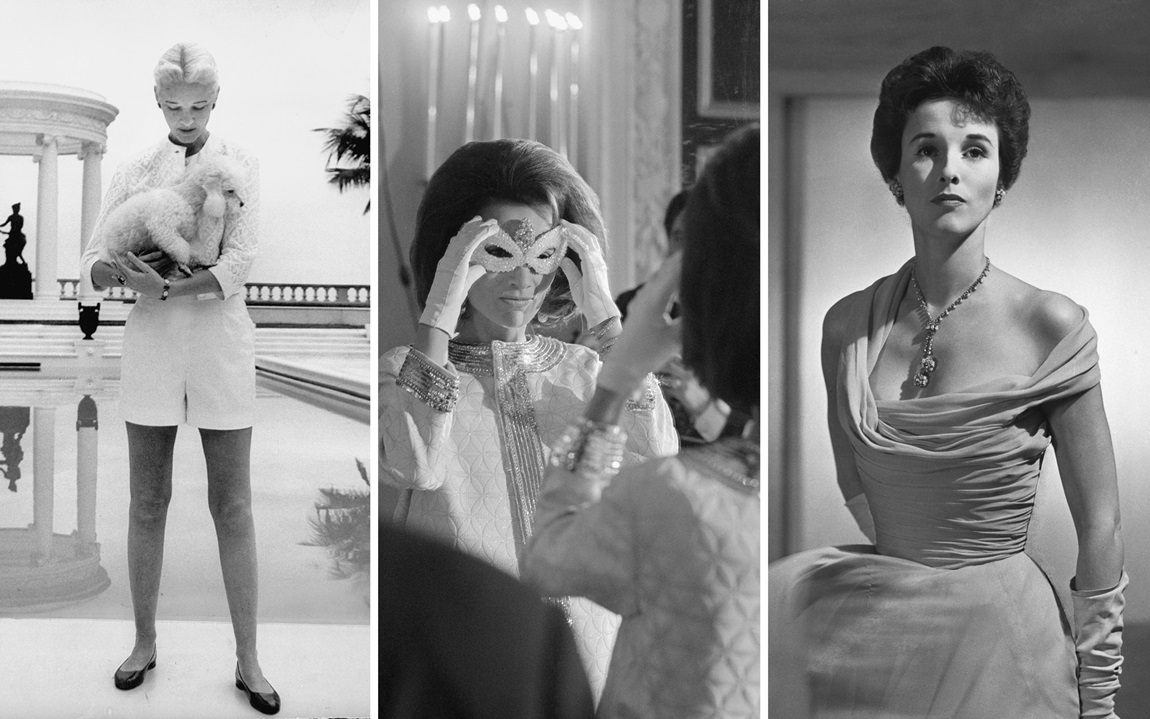 Left to right: CZ Guest in Palm Beach, 1956. Photograph by Sharland/Contributor via Getty Images; Princess Lee Radziwill at the Black and White Ball thrown by Truman Capote on 28 November, 1966. Photograph by Bettmann/ Contributor via Getty Images; Socialite Barbara Paley. Photograph by Bettman/Contributor via Getty Images