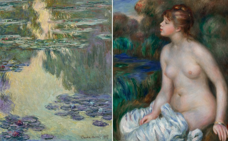  Left: Claude Monet (1840-1926), Nymphéas, 1907. Oil on canvas. Right: Pierre-Auguste Renoir (1841-1919), Baigneuse, 1891