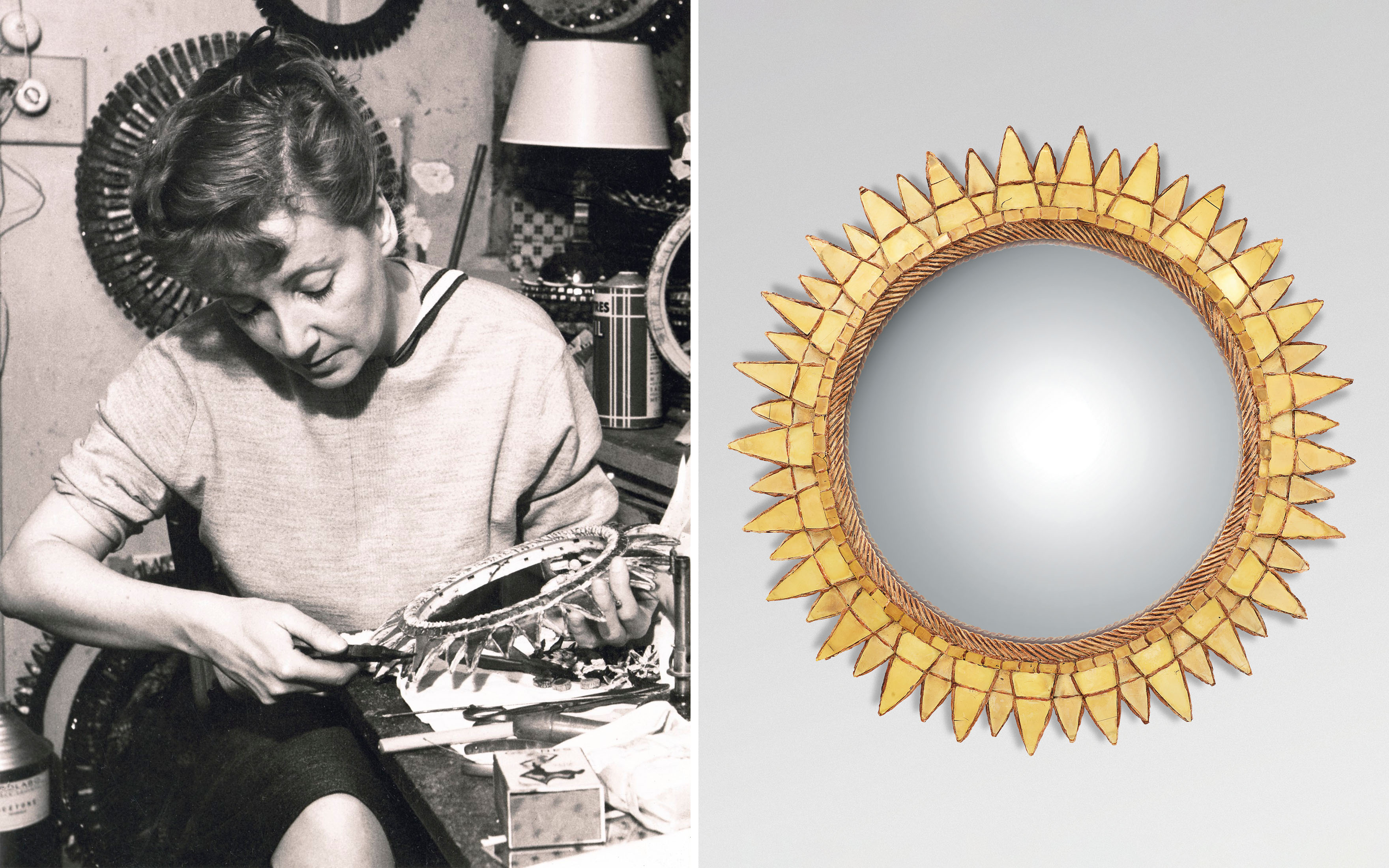 Line Vautrin (1913-1997), ‘Soleil à pointes n°3’ mirror, circa 1960