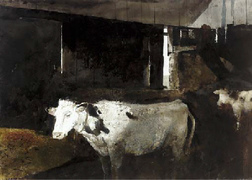 andrew wyeth b. 1917 , cow shed in winter christie's