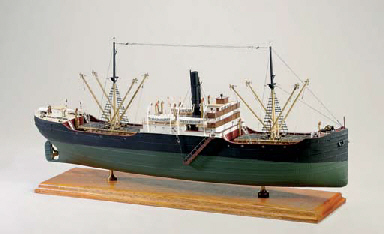 a ship model of a tramp steamer , c. cook, ca. 2004