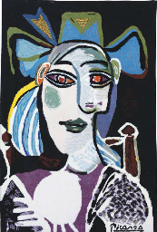 After Pablo Picasso (18811973) , Buste de femme au chapeau bleu