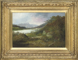 W. Richards (British, 19th Century) , A peaceful cottage by a river