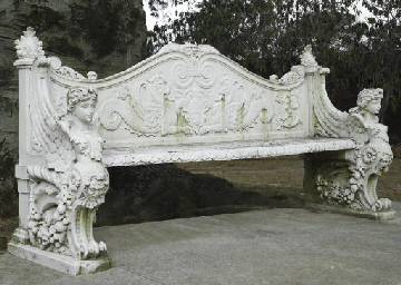 AN ITALIAN WHITE MARBLE GARDEN BENCH , LATE 19TH CENTURY 