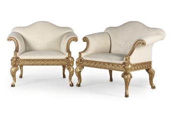 A PAIR OF GEORGE III GILTWOOD ARMCHAIRS | DESIGNED BY ROBERT ADAM ...