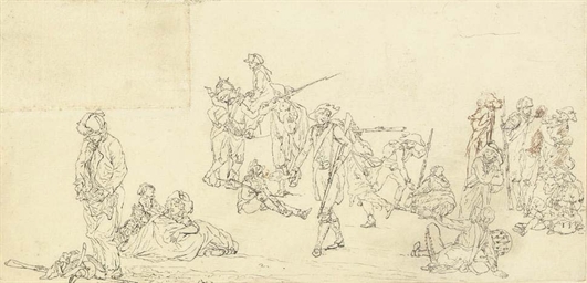 Jean DuplessisBertaux (Paris 17471819) , Soldiers at rest Christie's