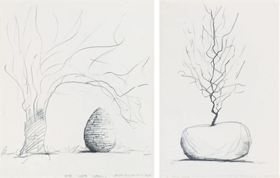 Andy Goldsworthy b. 1956 East Coast Cairn and Tree in boulder 