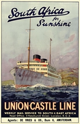 line posters africa poster union castle travel south vintage star red maurice randall sunshine