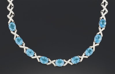 A blue topaz and diamond necklace | Christie's