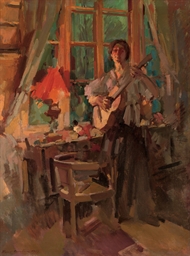 For Sell By Owner >> Konstantin Korovin (1861-1939) , Woman playing the guitar ... For Sell By Owner >> Konstantin Korovin (1861-1939) , Woman playing the guitar ...