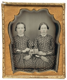 DAGUERREOTYPIST UNKNOWN , Two young women holding a ...