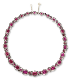 AN ANTIQUE RUBY AND DIAMOND NECKLACE | Christie's