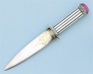 A silver, gem and enamel paper knife, by Child & Child | Christie's