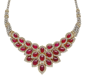 A RUBY AND DIAMOND NECKLACE | Christie's