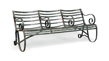 A VICTORIAN WROUGHT-IRON GARDEN BENCH , SECOND HALF 19TH 