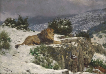 Géza Vastagh (Hungarian, 18661919) , A Lion in the Snow Christie's