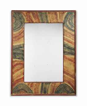 A LARGE POLYCHROME-PAINTED MIRROR