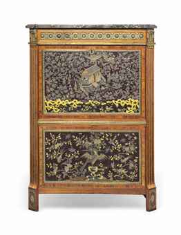 A LOUIS XVI ORMOLU-MOUNTED KINGWOOD, TULIPWOOD, AMARANTH, MOTHER-OF-PEARL INLAID CHINESE