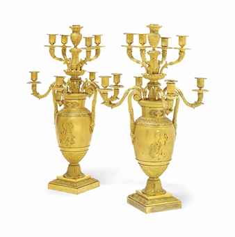 A PAIR OF LOUIS-PHILIPPE ORMOLU NINE-LIGHT VASE-SHAPED CANDELABRA