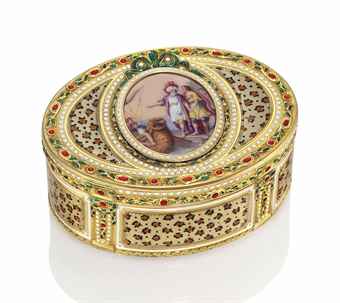 A LOUIS XVI ENAMELLED GOLD SNUFF-BOX