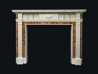 A GEORGE III STATUARY AND SIENA MARBLE CHIMNEYPIECE