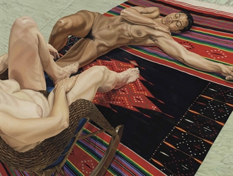 Philip Pearlstein (B. 1924) , Two Models with Mexican Rug | Christie's