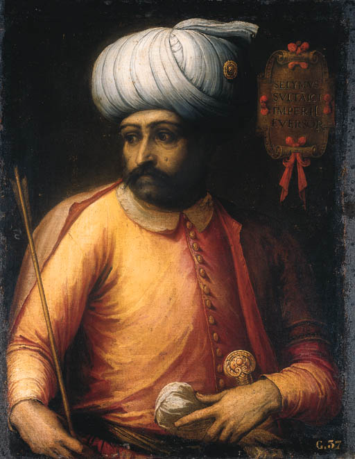 Florentine School, mid 16th Century , Portrait of Khair edDin Barbarossa, halflength, holding